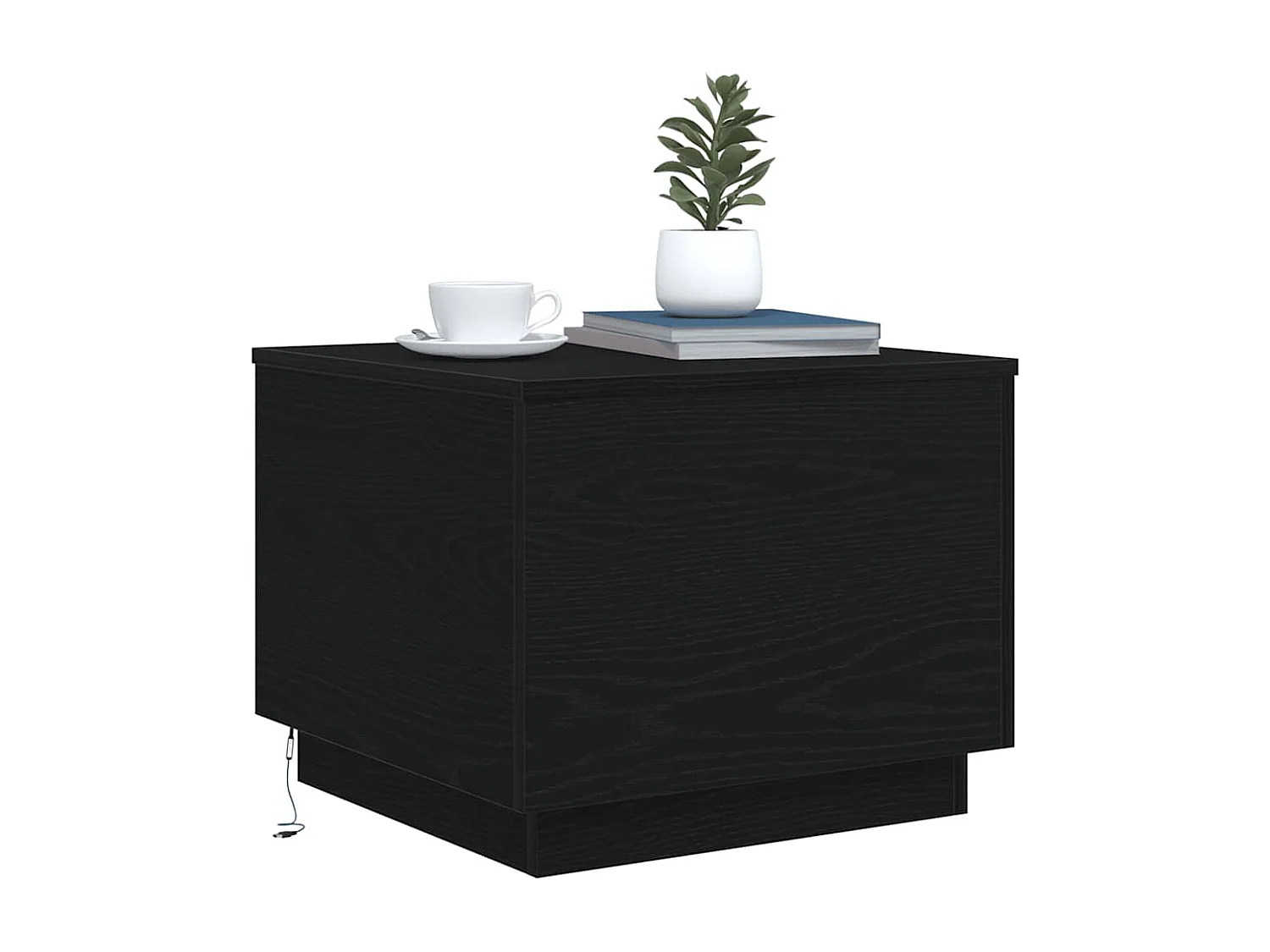 Tavolino da Salotto con Luci LED Rovere Nero 50x50x40 cm