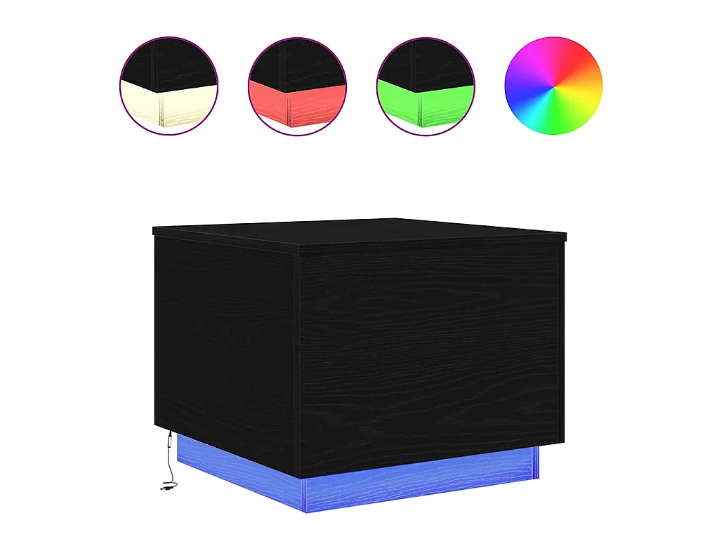 Couchtisch mit LED-Leuchten Schwarz Eichen-Optik 50x50x40 cm