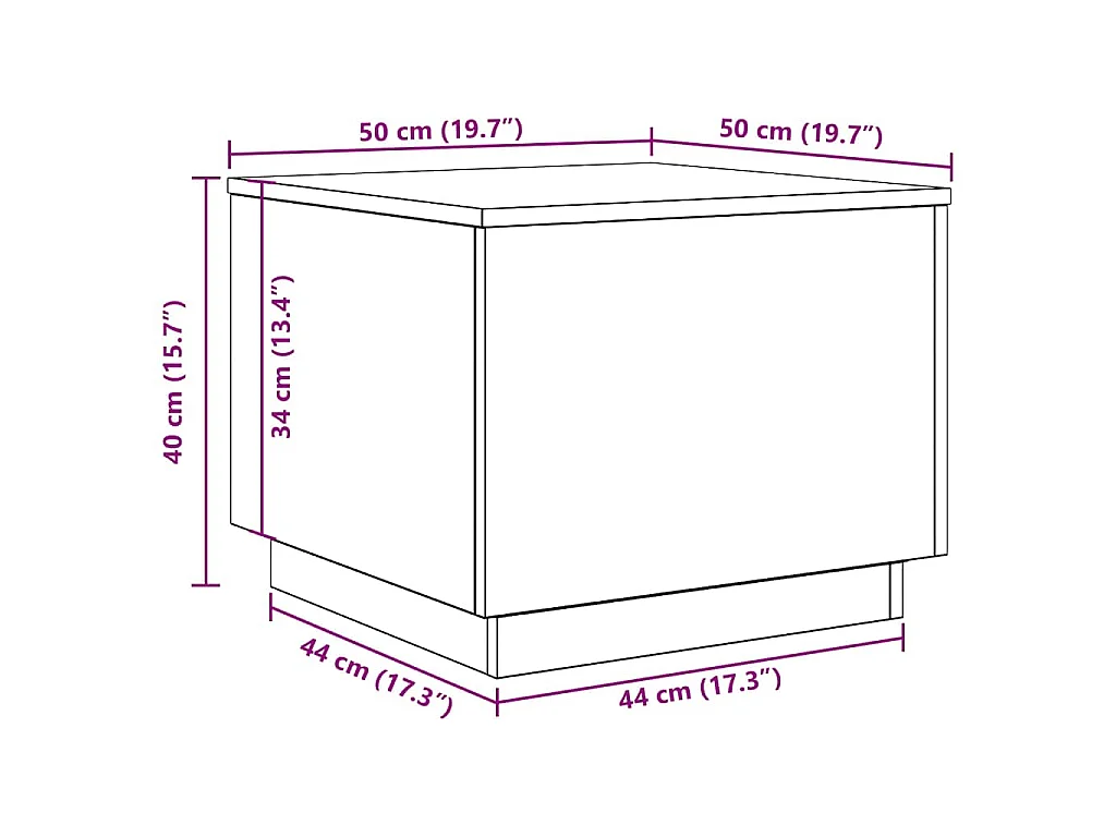 Couchtisch mit LED-Leuchten Schwarz Eichen-Optik 50x50x40 cm