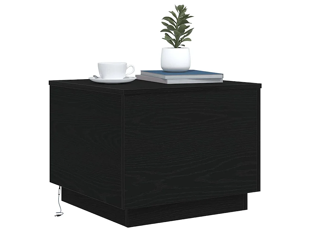 Couchtisch mit LED-Leuchten Schwarz Eichen-Optik 50x50x40 cm