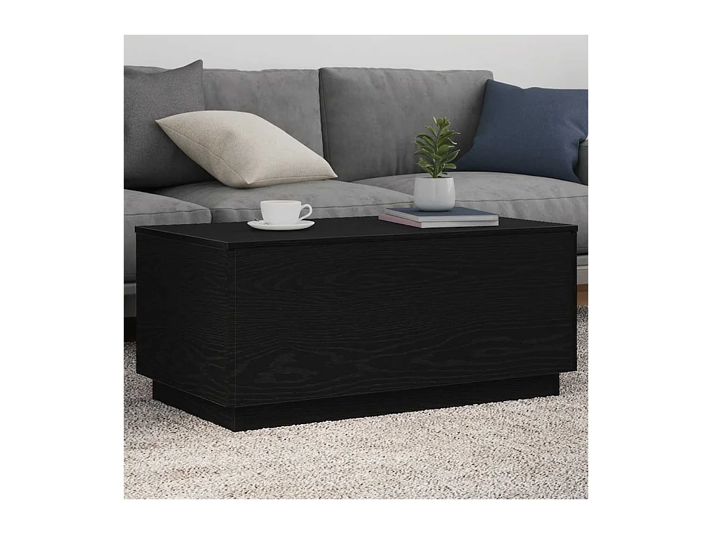 Table basse avec lumières LED chêne noir 90x50x40 cm