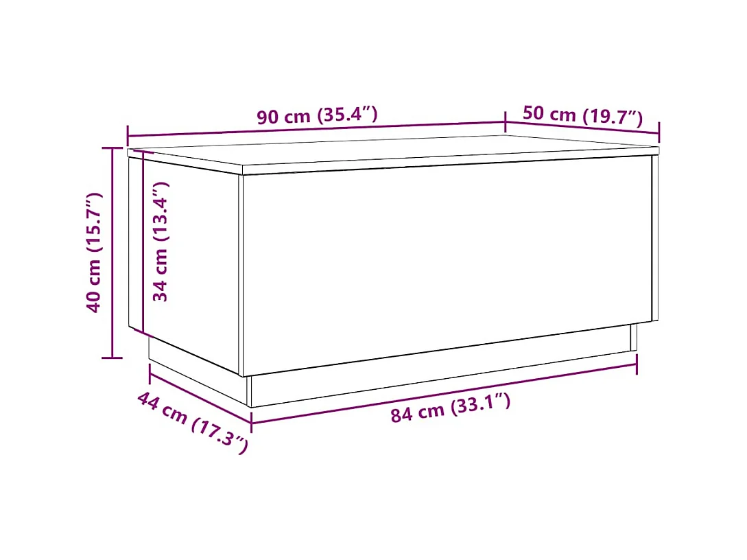 Table basse avec lumières LED chêne noir 90x50x40 cm