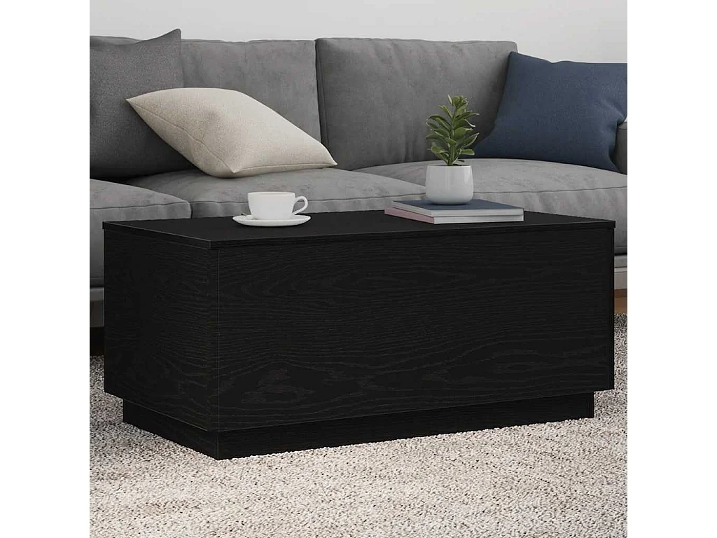 Table basse avec lumières LED chêne noir 90x50x40 cm