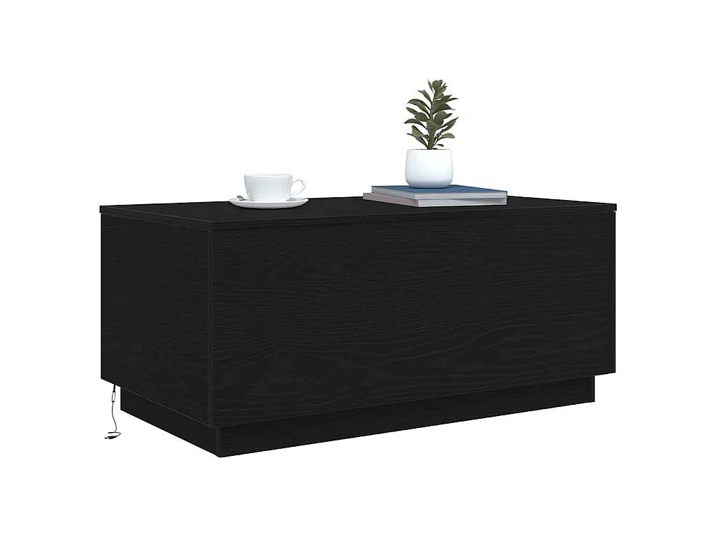 Table basse avec lumières LED chêne noir 90x50x40 cm