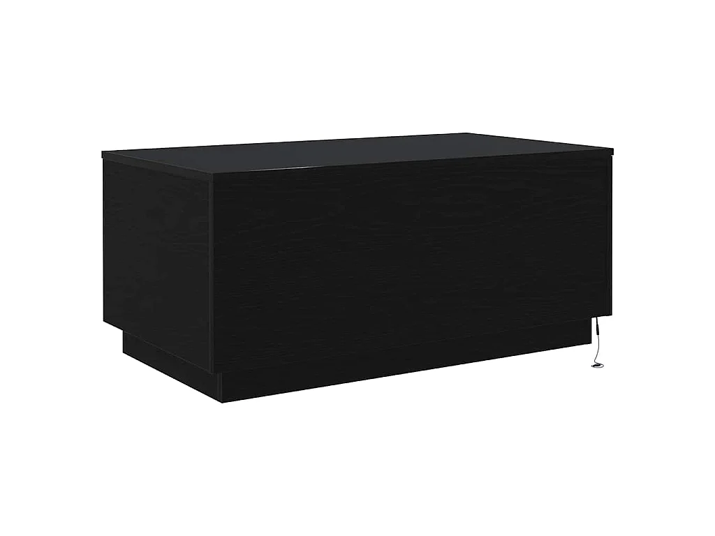 Table basse avec lumières LED chêne noir 90x50x40 cm