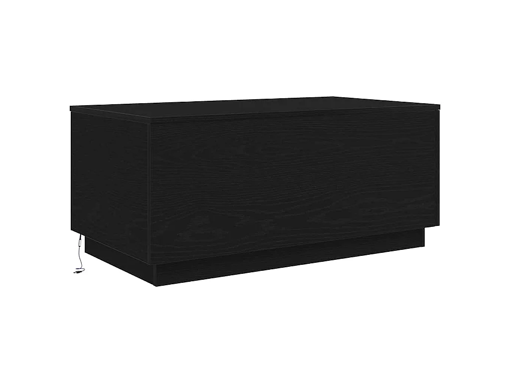 Table basse avec lumières LED chêne noir 90x50x40 cm