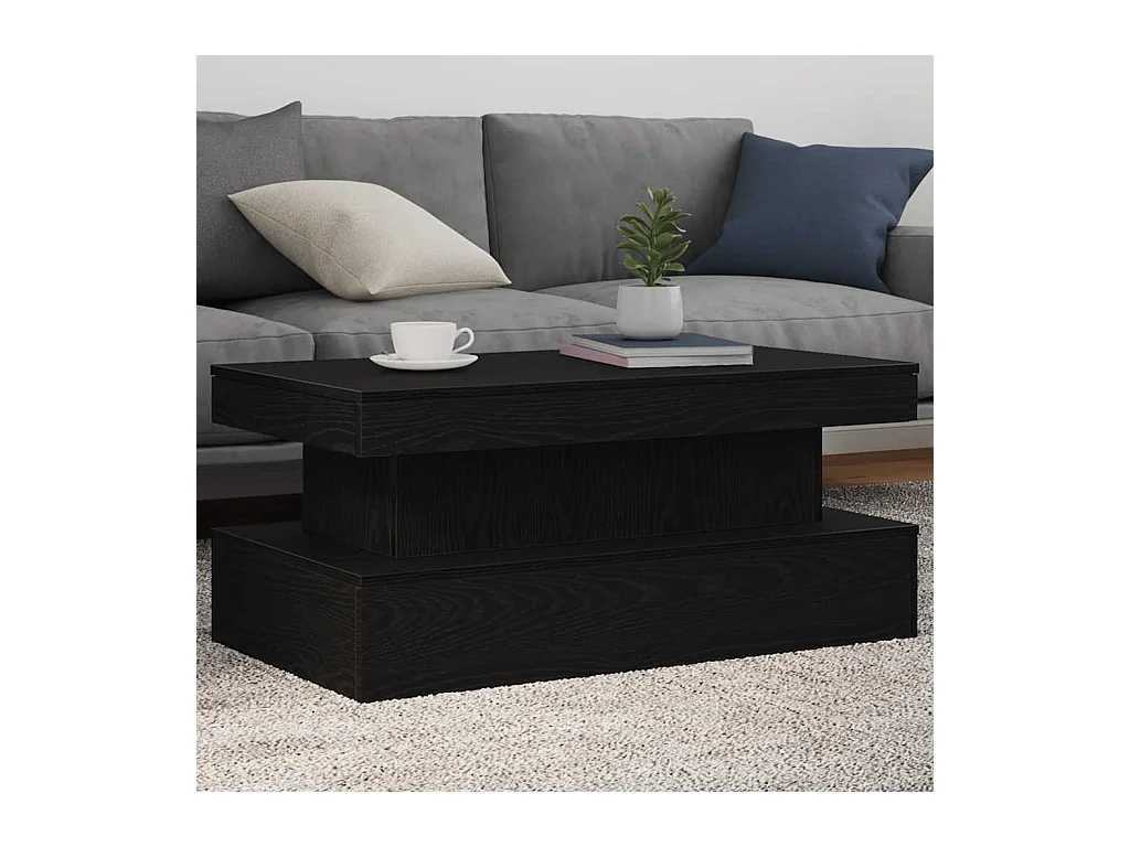 Table basse avec lumières LED chêne noir 90x50x40 cm