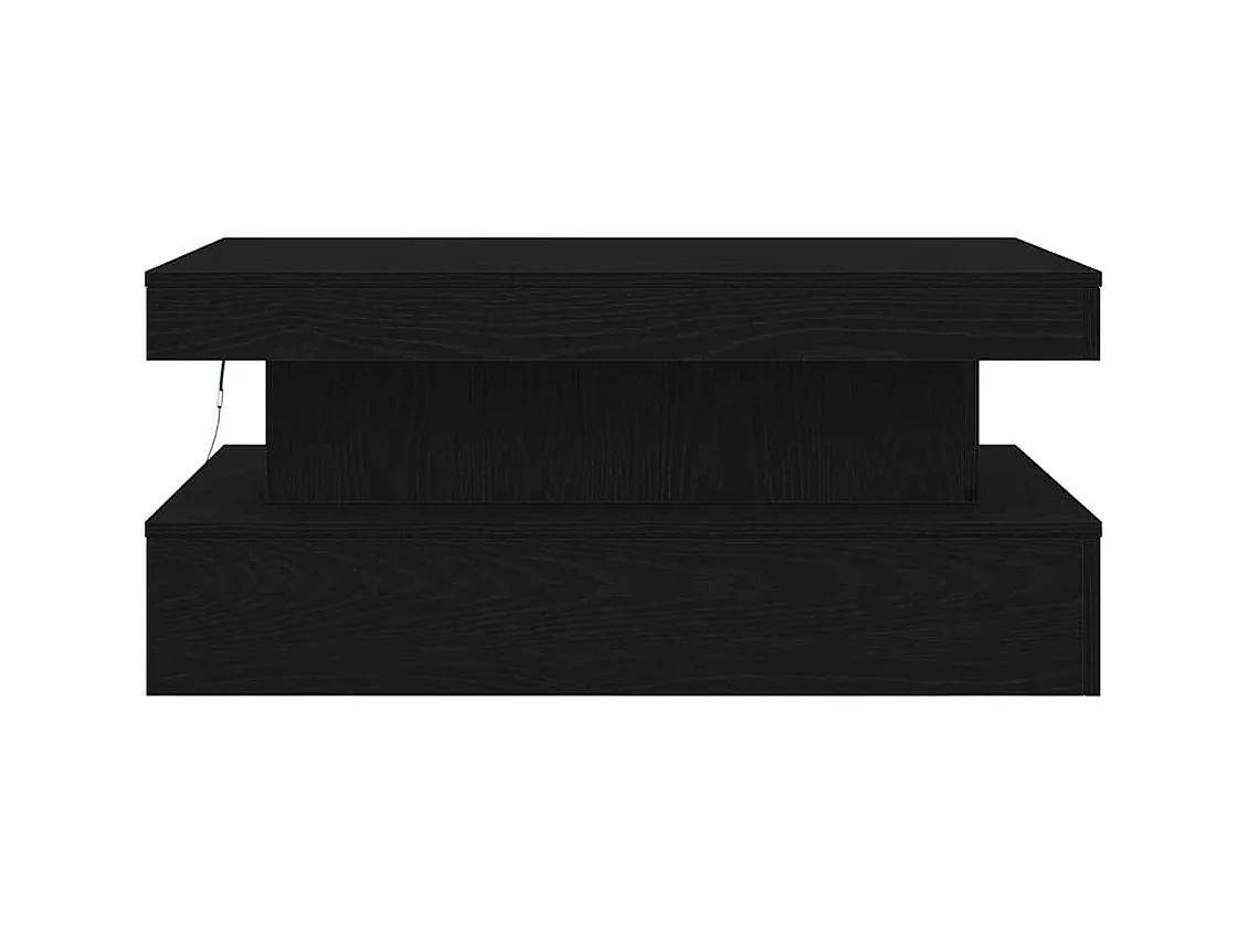 Table basse avec lumières LED chêne noir 90x50x40 cm