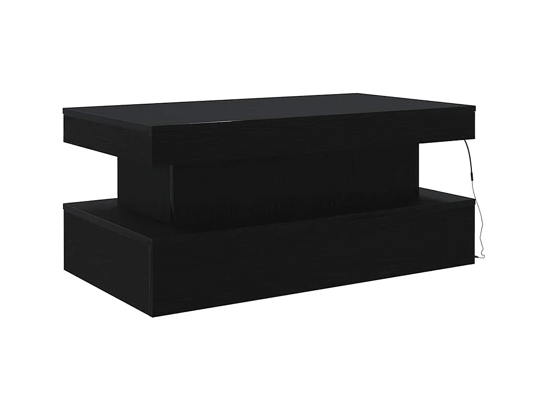 Table basse avec lumières LED chêne noir 90x50x40 cm