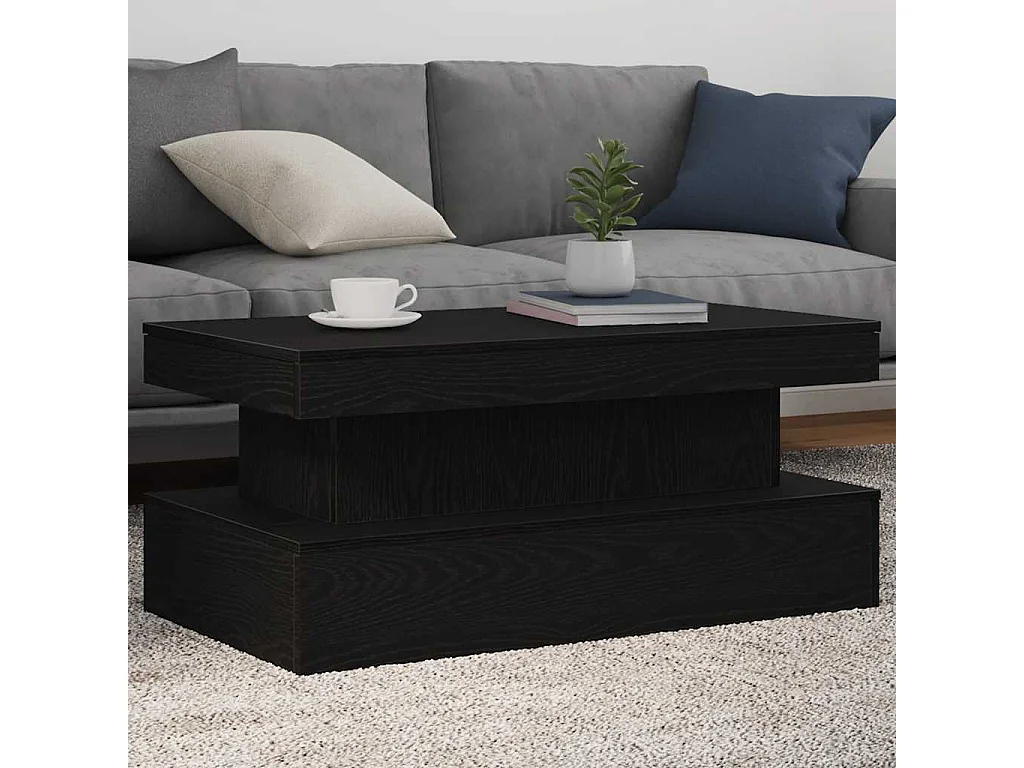 Table basse avec lumières LED chêne noir 90x50x40 cm