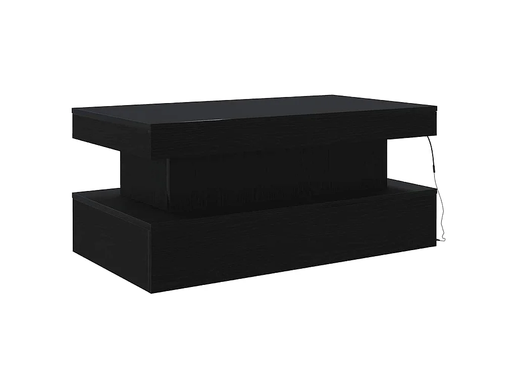 Table basse avec lumières LED chêne noir 90x50x40 cm