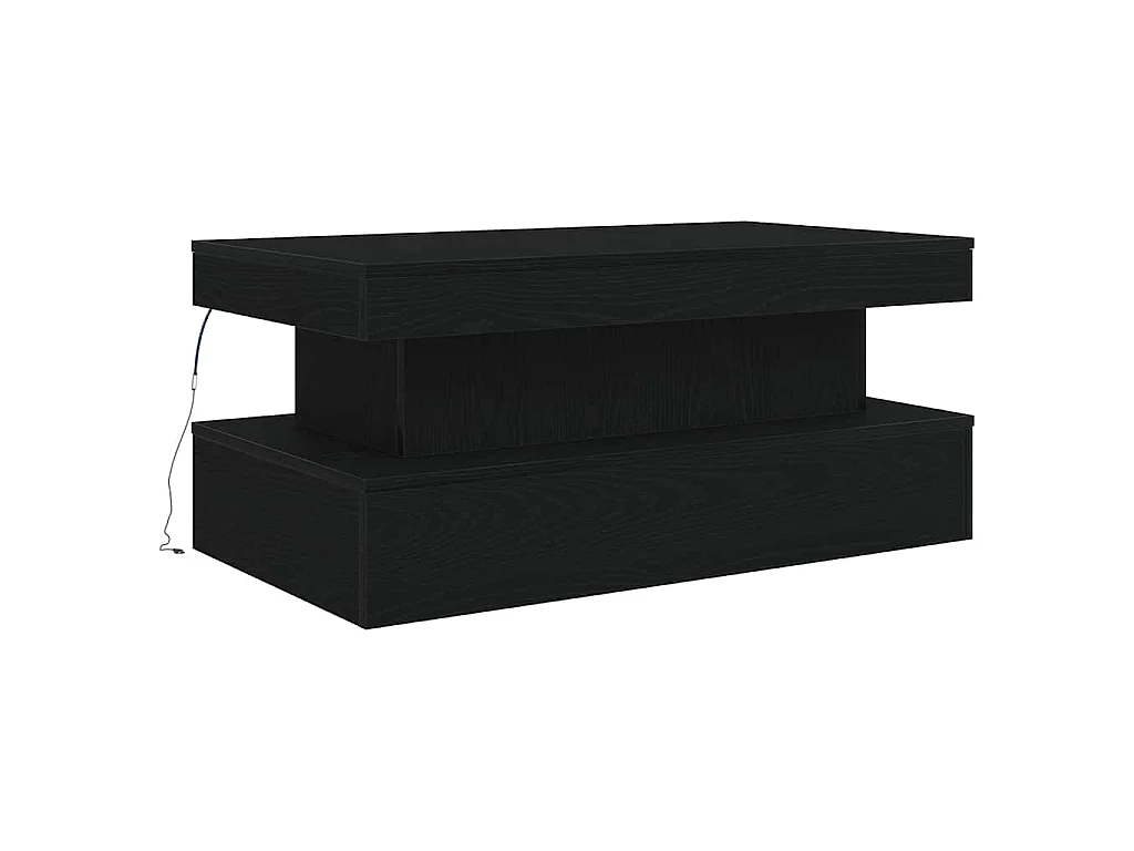 Table basse avec lumières LED chêne noir 90x50x40 cm
