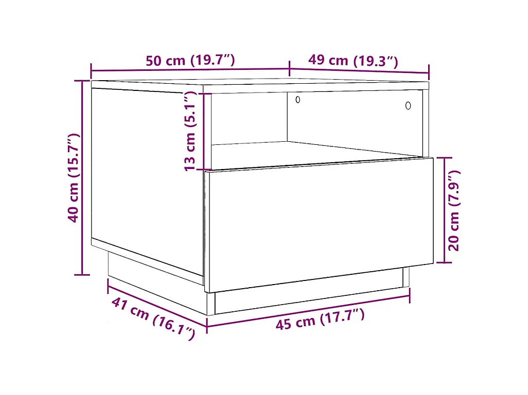 Table basse avec lumières LED chêne noir 50x49x40 cm