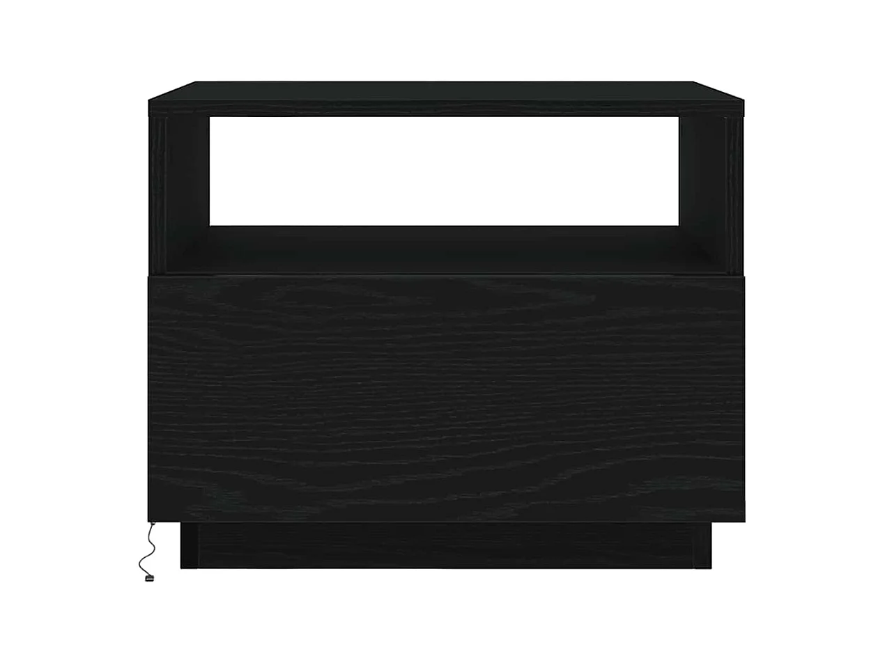 Table basse avec lumières LED chêne noir 50x49x40 cm