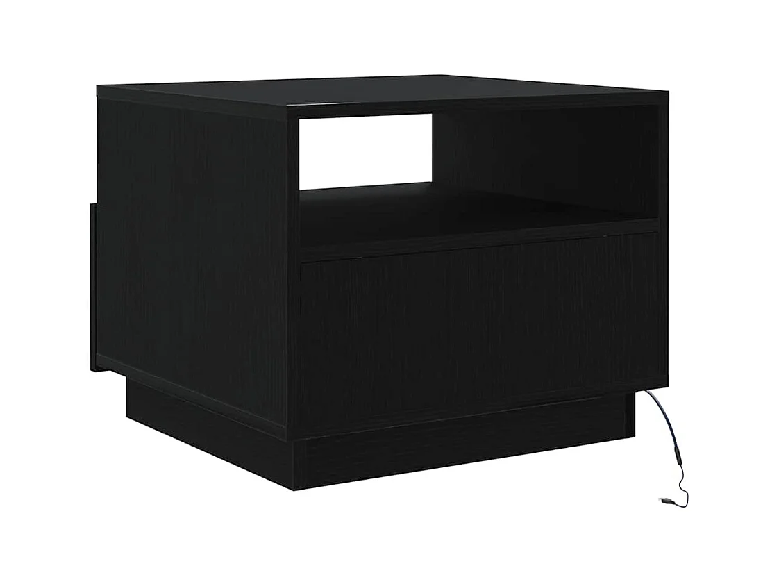 Table basse avec lumières LED chêne noir 50x49x40 cm
