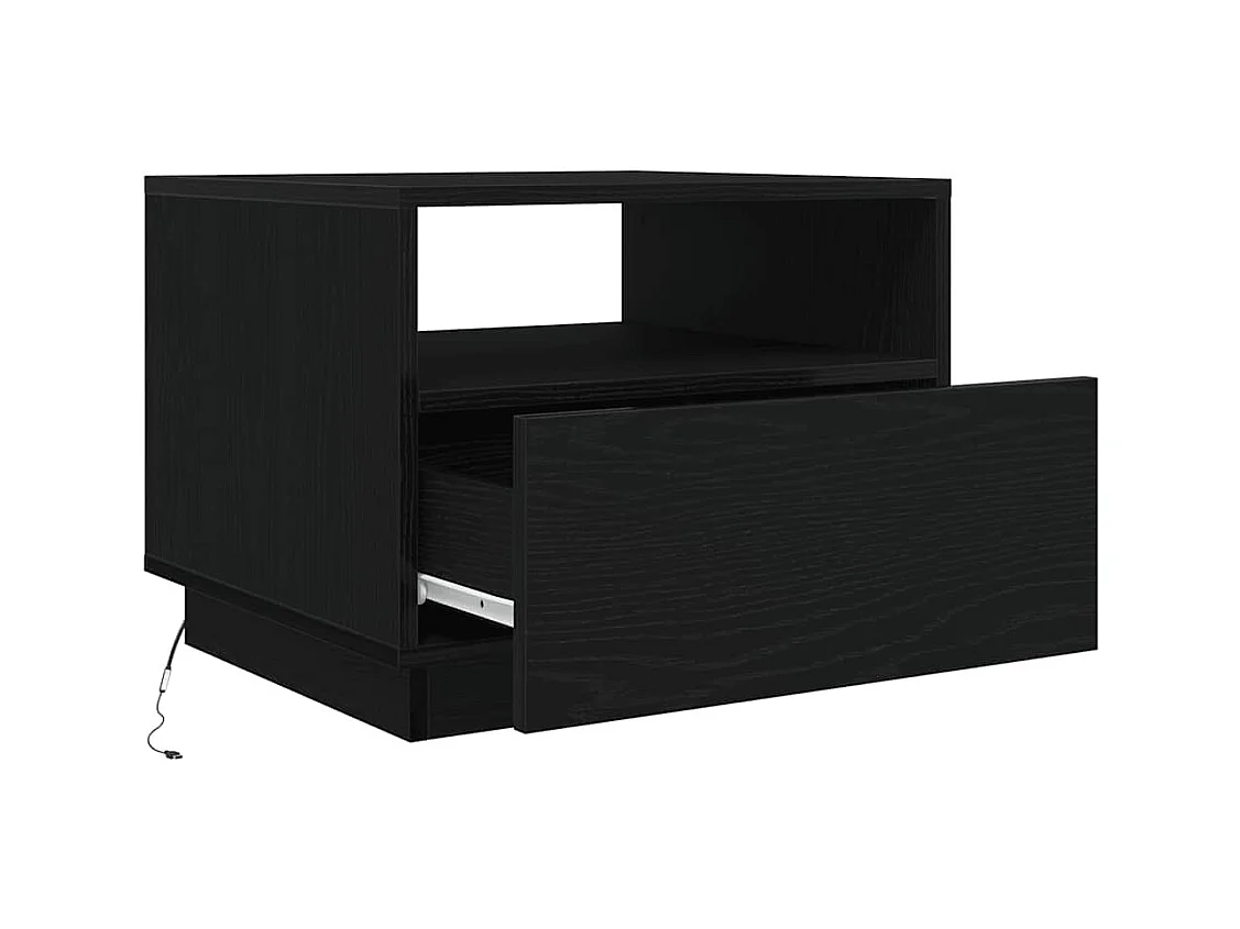 Table basse avec lumières LED chêne noir 50x49x40 cm