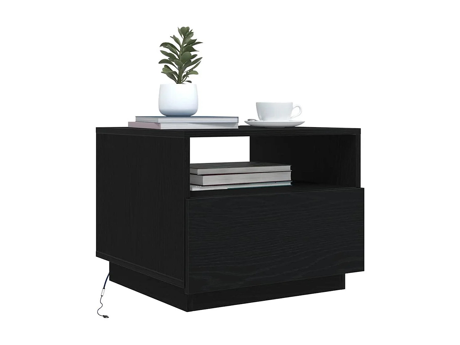 Table basse avec lumières LED chêne noir 50x49x40 cm