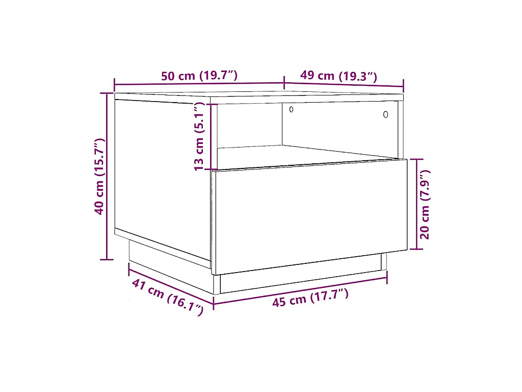 Table basse avec lumières LED chêne noir 50x49x40 cm