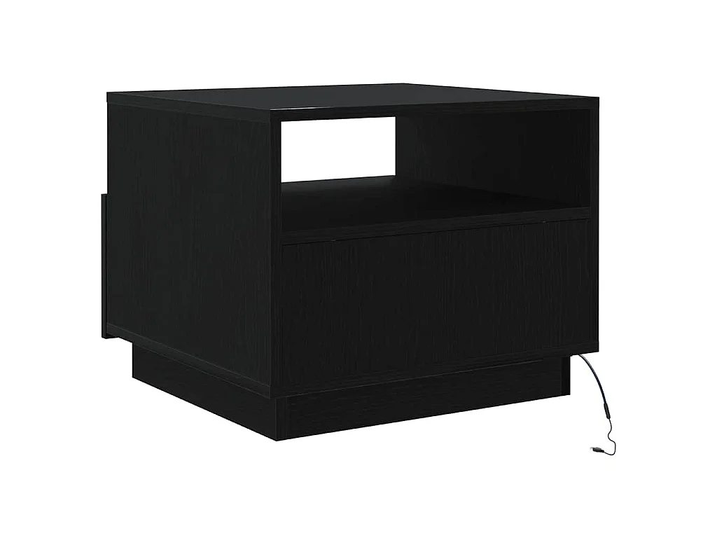 Table basse avec lumières LED chêne noir 50x49x40 cm