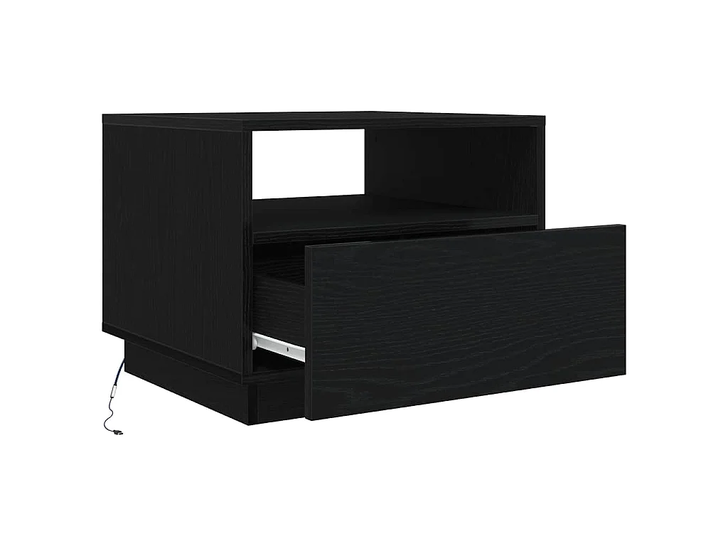 Table basse avec lumières LED chêne noir 50x49x40 cm