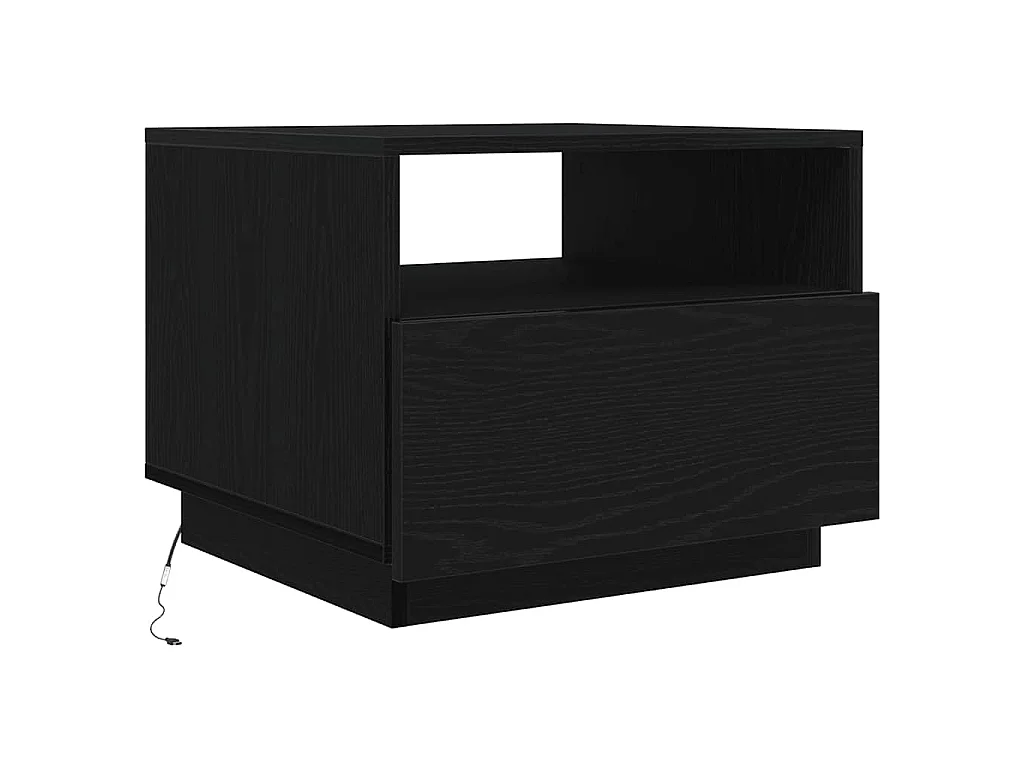 Table basse avec lumières LED chêne noir 50x49x40 cm