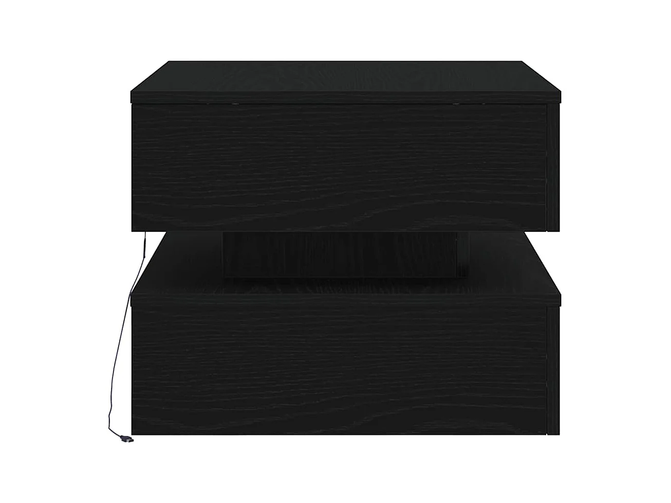 Salontafel met LED-verlichting 50x50x40 cm zwart eikenkleurig