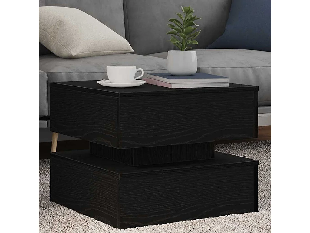 Mesa de centro com luzes LED, carvalho preto, 50x50x40 cm