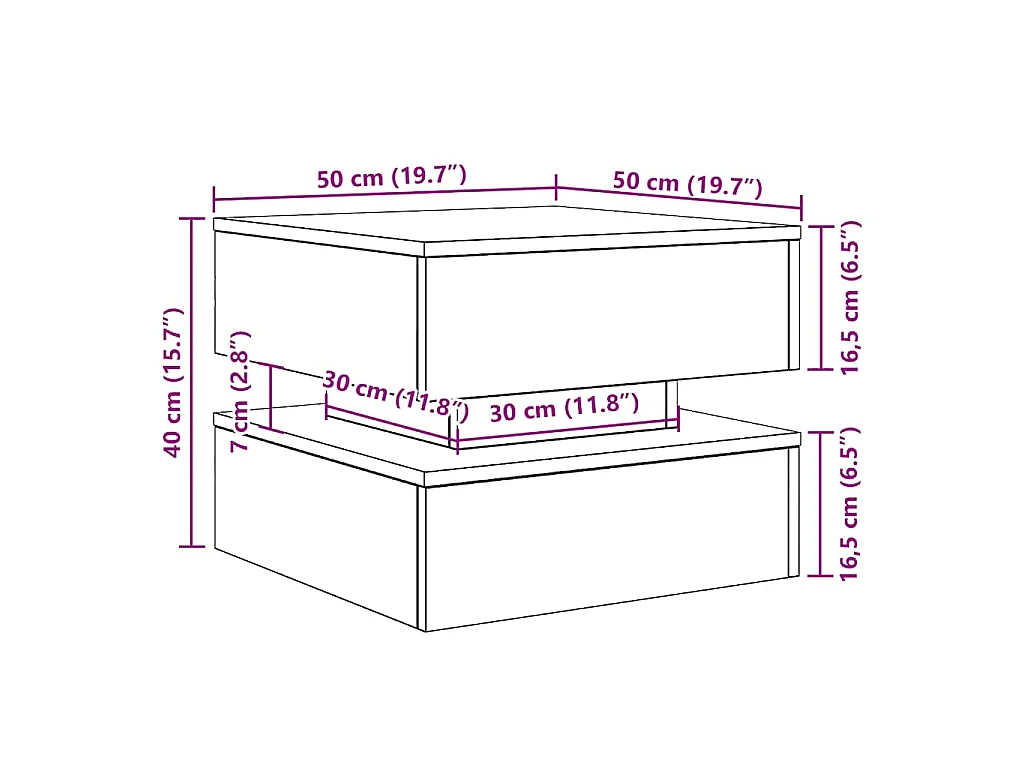 Mesa de centro com luzes LED, carvalho preto, 50x50x40 cm