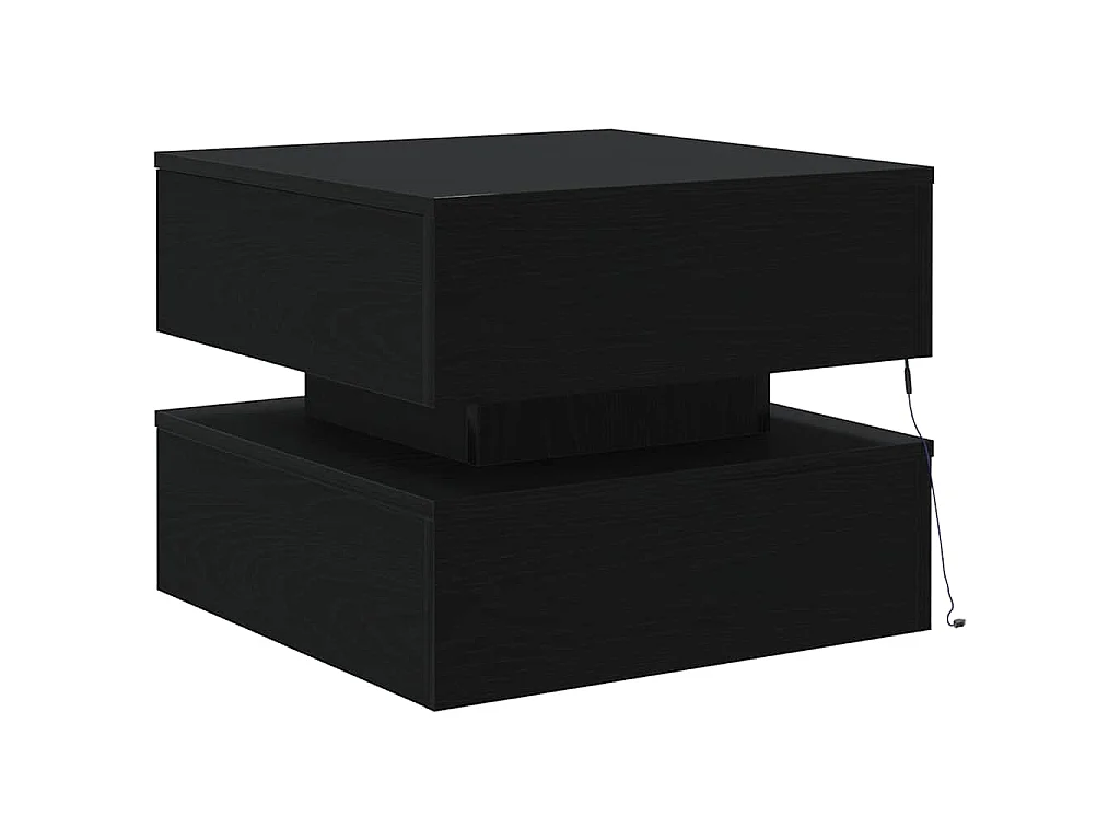 Mesa de centro com luzes LED, carvalho preto, 50x50x40 cm