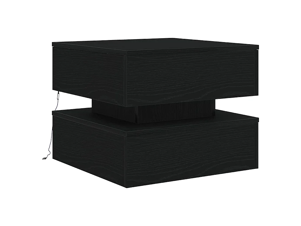 Table basse avec lumières LED chêne noir 50x50x40 cm
