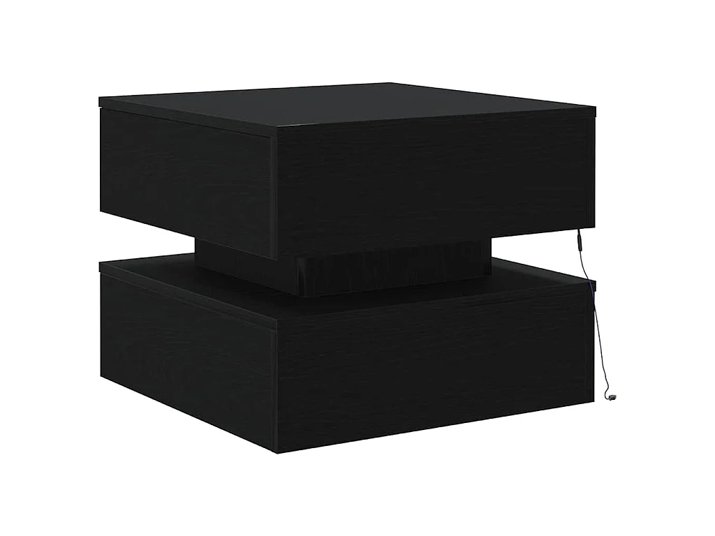 Table basse avec lumières LED chêne noir 50x50x40 cm