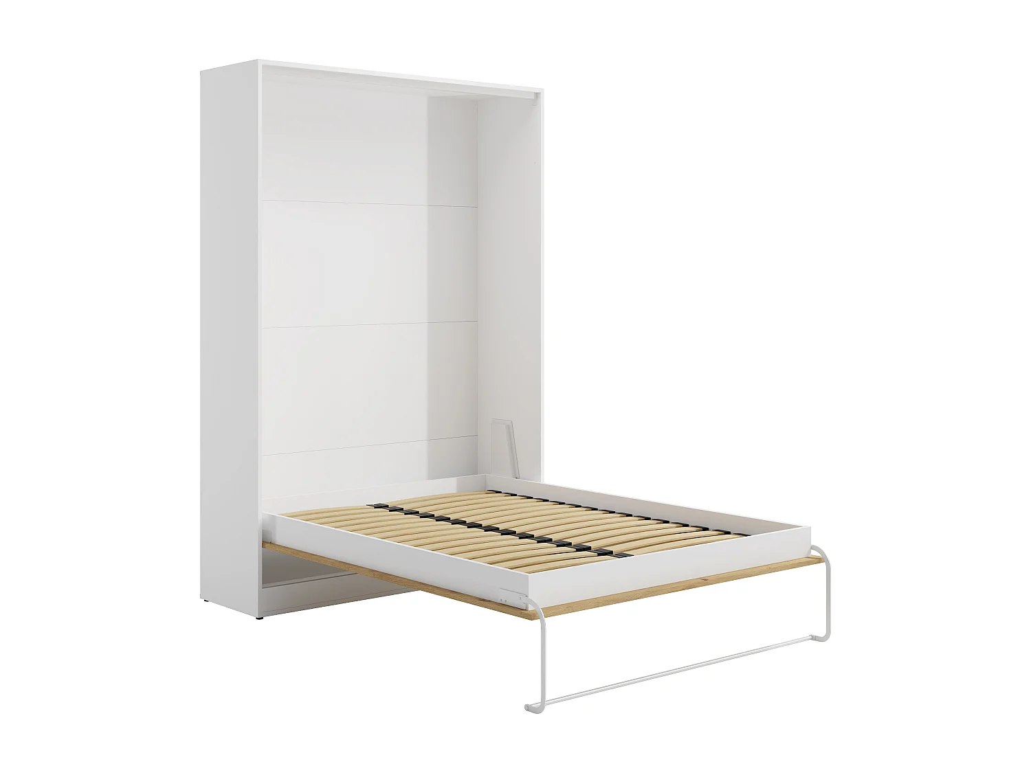 Vægseng 140 x 200 cm - Manuel lodret åbning - Farver: Natur og hvid - BEGANIO