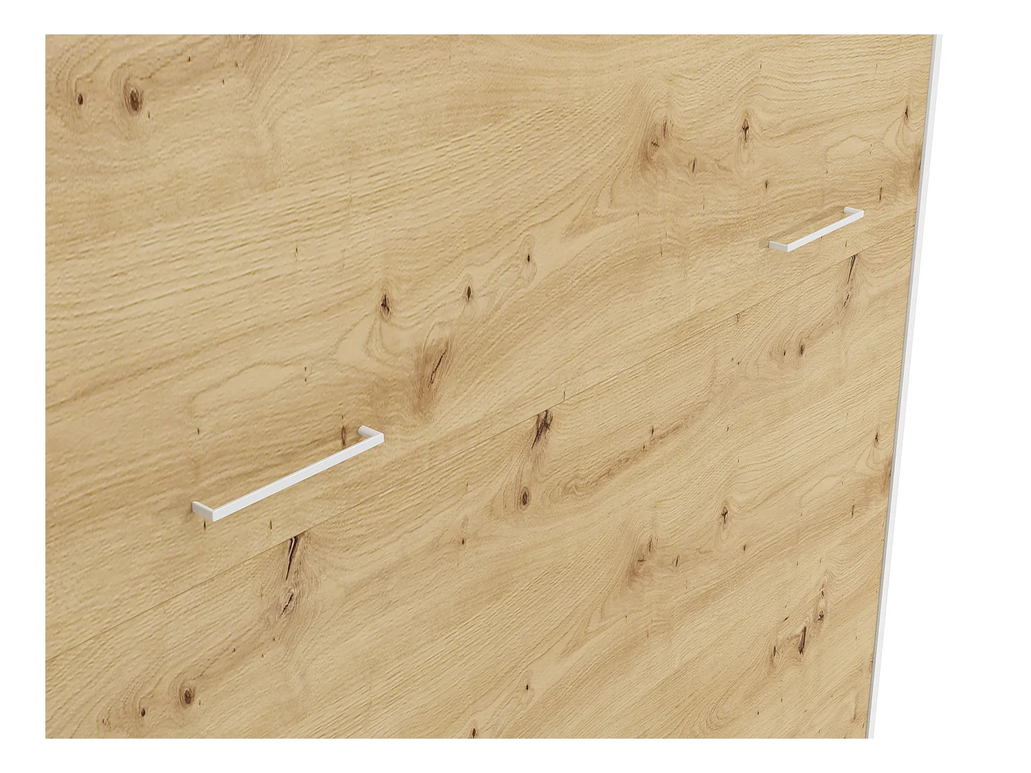 Lit escamotable 160 x 200 cm - Ouverture verticale manuelle - Coloris : Naturel et blanc - BEGANIO