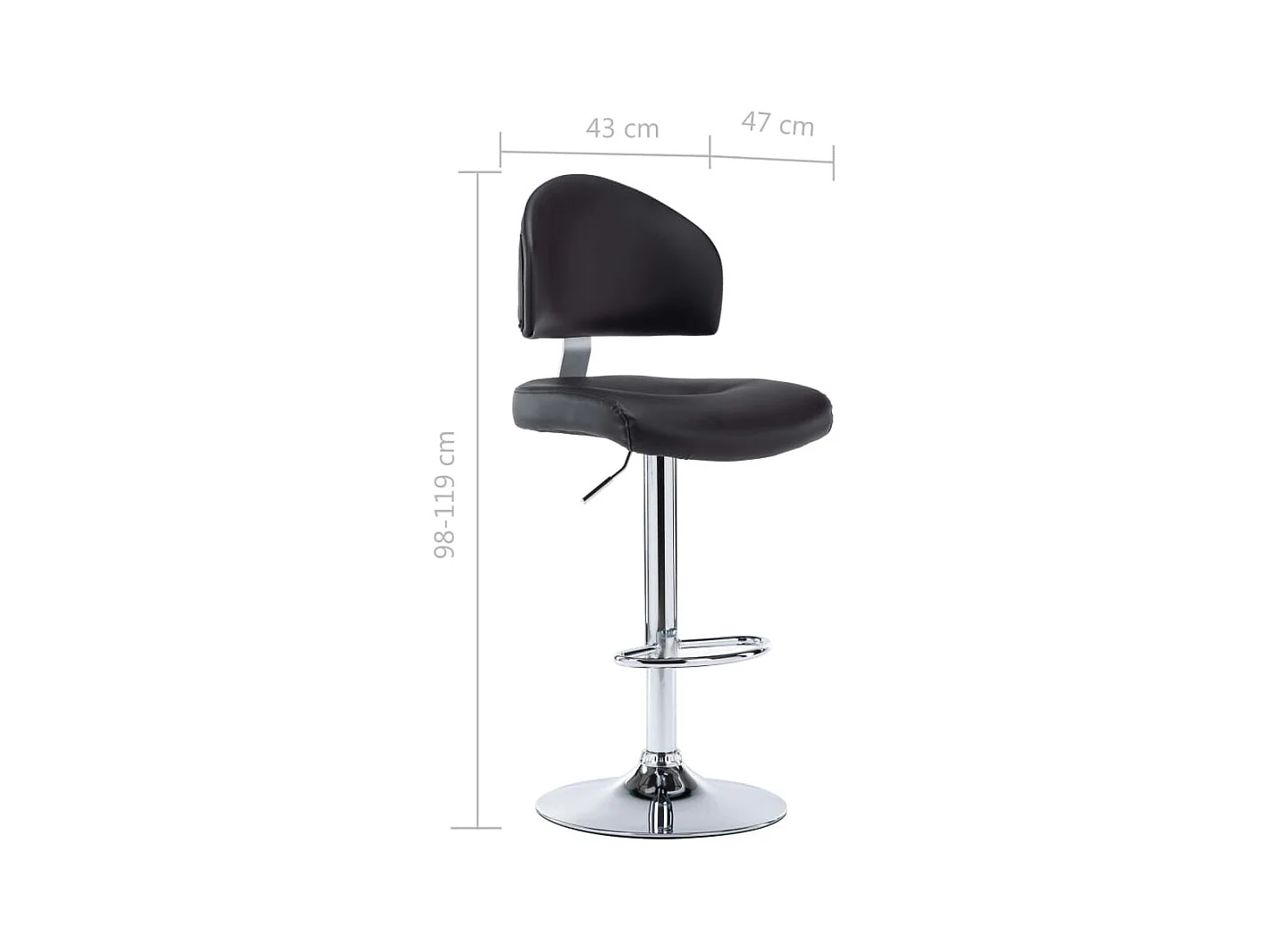 Tabourets de bar lot de 2 noir similicuir