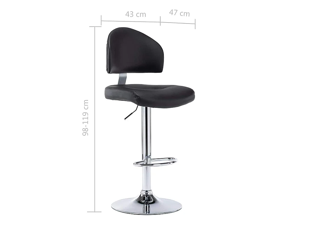 Tabourets de bar lot de 2 noir similicuir