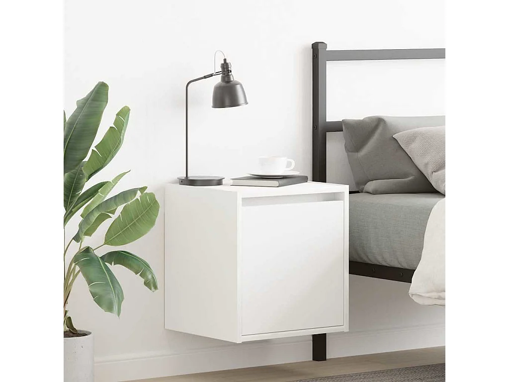 Comodini a Muro 2 pz Bianchi 38x34x40 cm