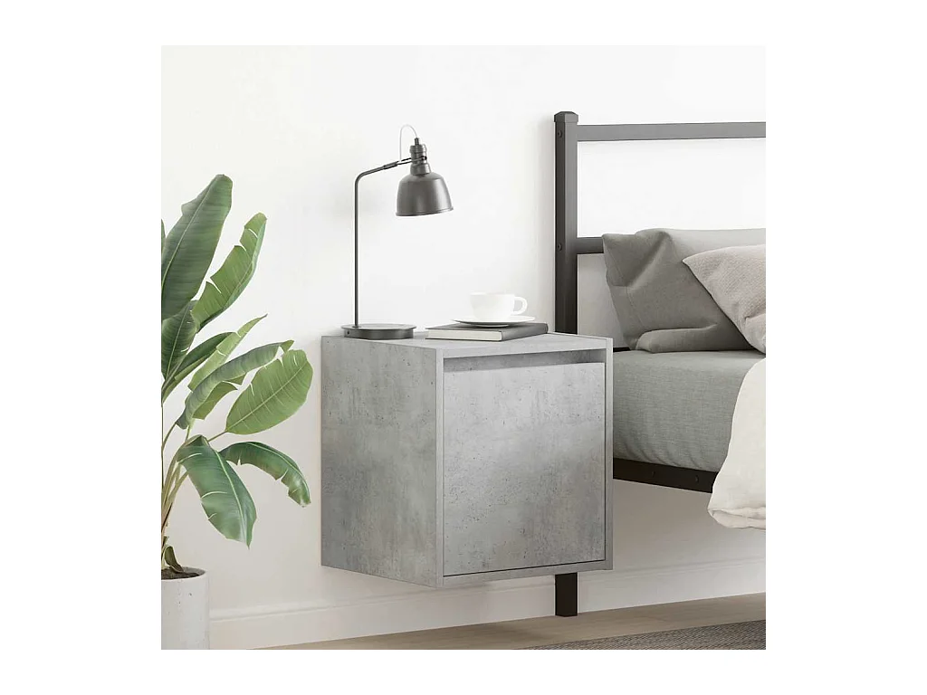 Comodino a Muro Grigio Cemento 38x34x40 cm