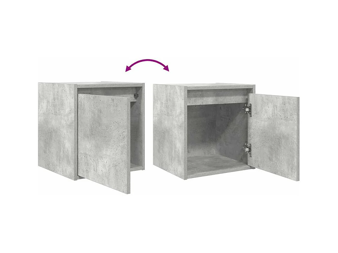 Comodino a Muro Grigio Cemento 38x34x40 cm