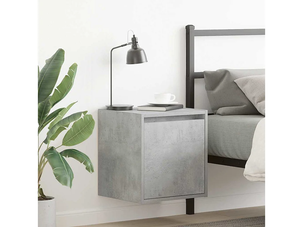 Table de chevet murale gris béton 38x34x40 cm
