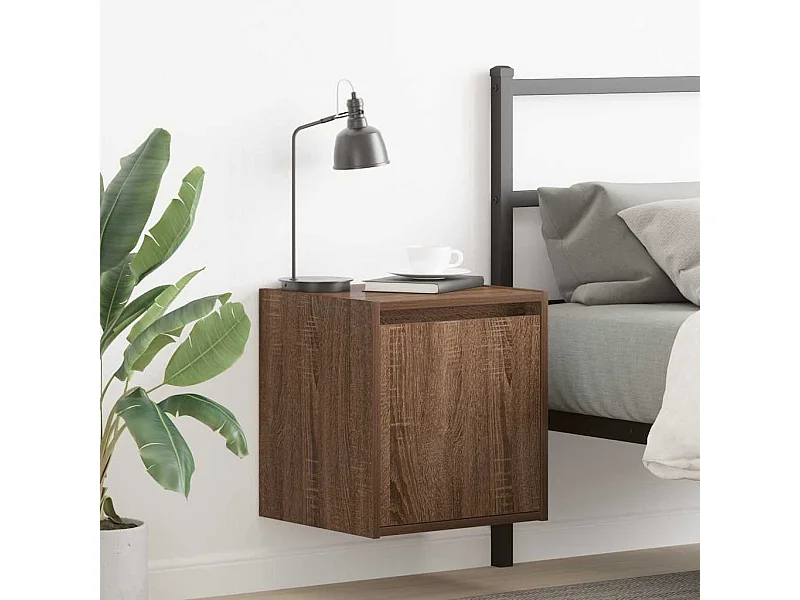 Table de chevet murale chêne marron 38x34x40 cm