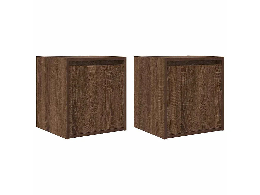 Nachtkastjes 2 st wandgemonteerd 38x34x40 cm bruin eikenkleur