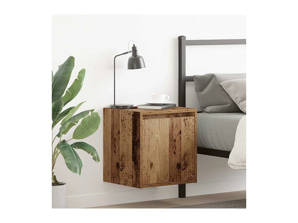 Table de chevet murale vieux bois 38x34x40 cm