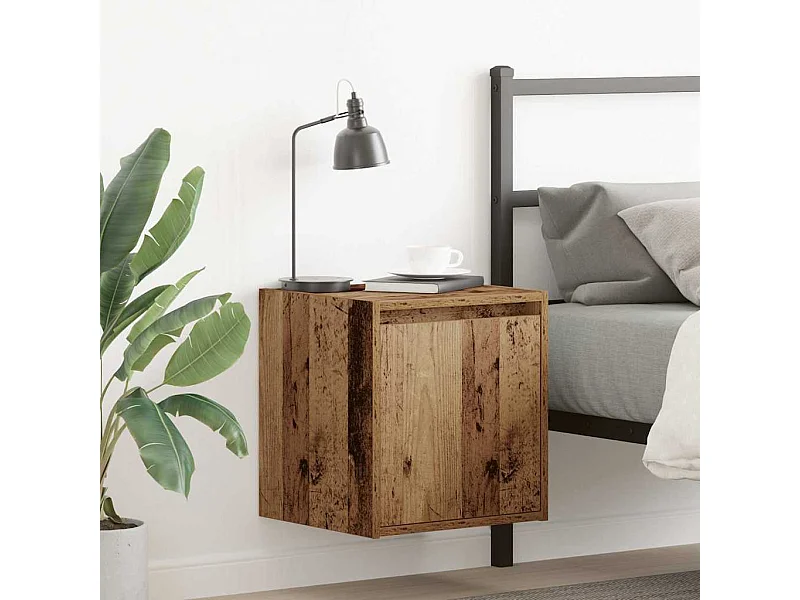 Table de chevet murale vieux bois 38x34x40 cm