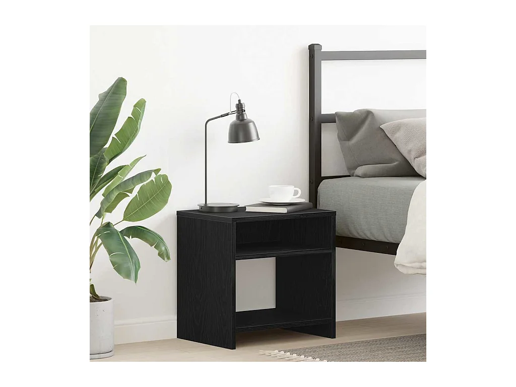 Mesilla de noche roble negro 40x30x40 cm madera de ingeniería