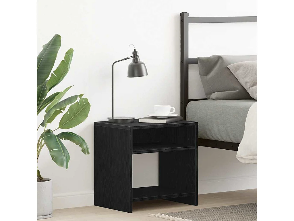 Comodino Rovere Nero 40x30x40 cm in Legno Multistrato