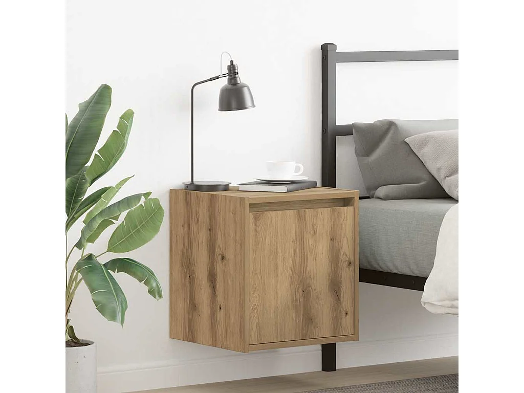 Comodino a Muro Rovere Artigianale 38x34x40 cm