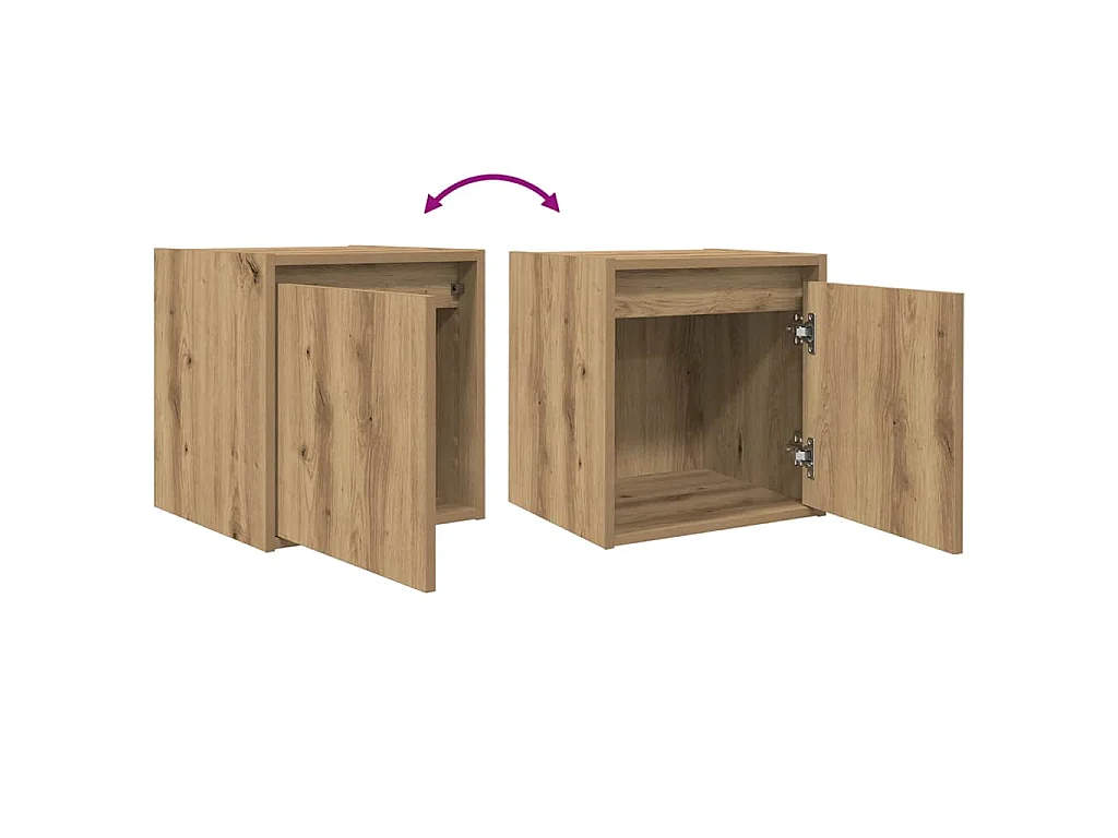 Comodino a Muro Rovere Artigianale 38x34x40 cm