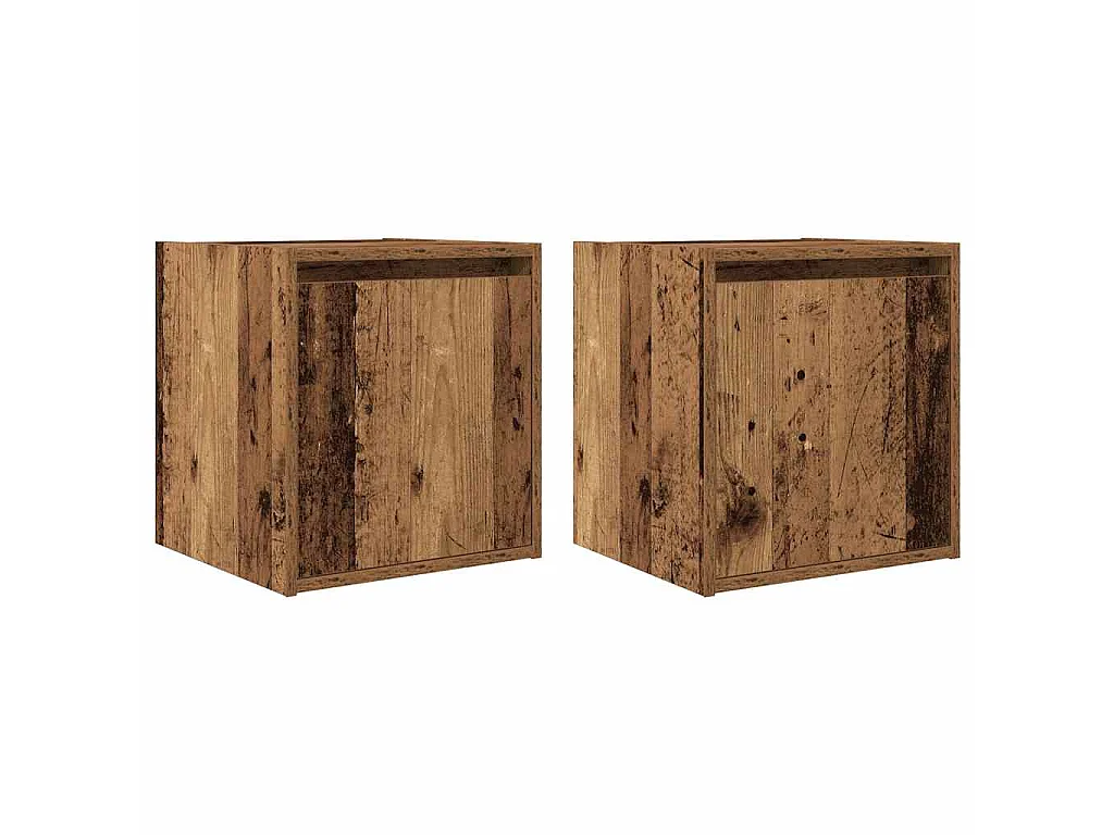 Tables de chevet murales 2 pcs vieux bois 38x34x40 cm