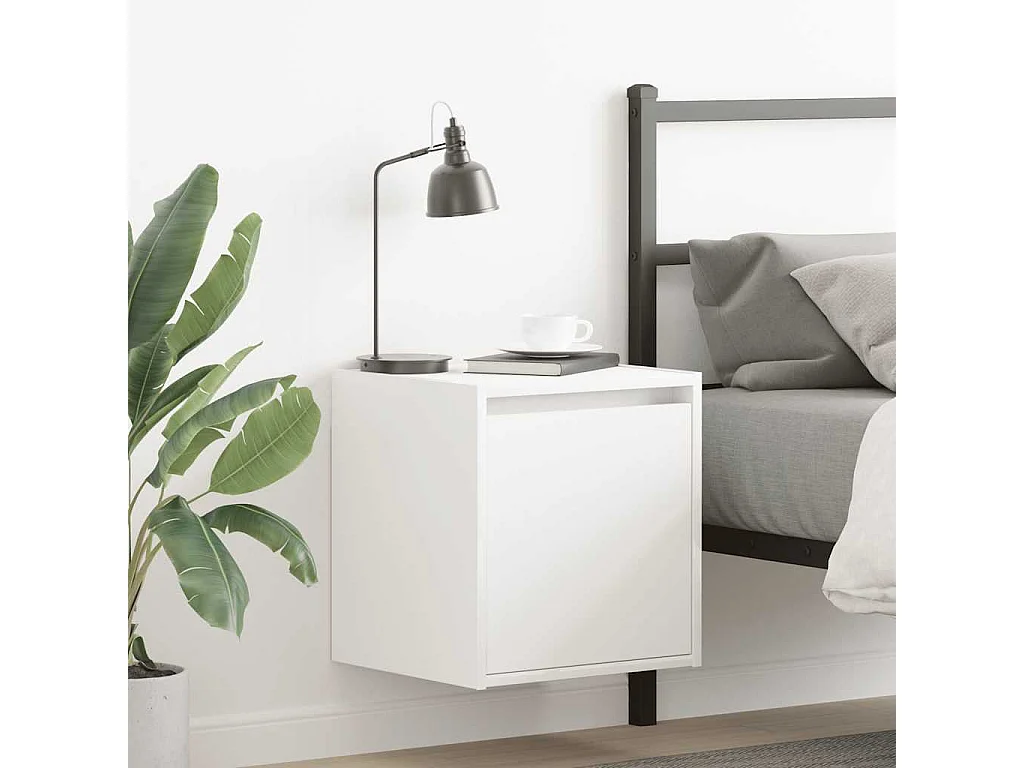 Table de chevet murale blanc 38x34x40 cm