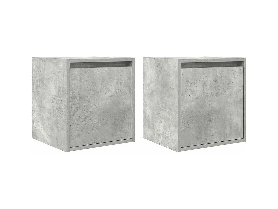 Comodini a Muro 2 pz Grigio Cemento 38x34x40 cm